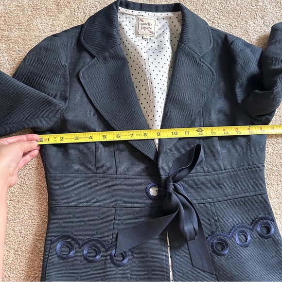 Nanette Lepore Navy Blue Tie Front BlazerJacket Womens 8 - Picture 9 of 9